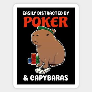 Easily Distracted by Poker and Capybaras Cartoon Sticker